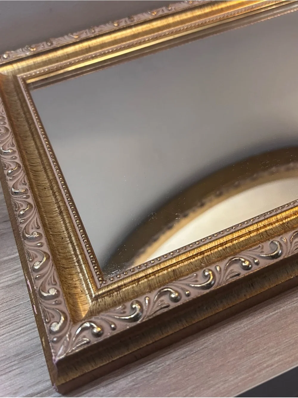 Ornate Gold Rectangular Wall Mirror - Decorative Frame Accent